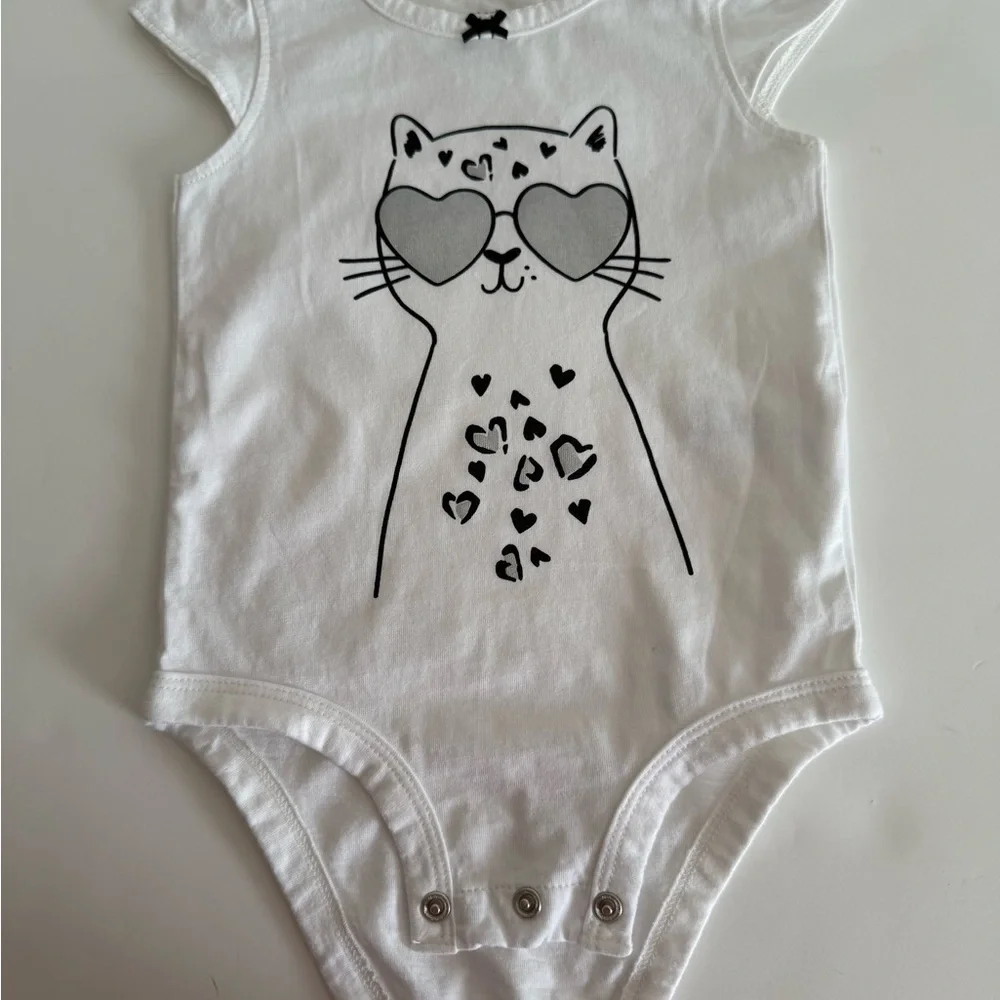 Carters White and Black Cat with Shades One Piece